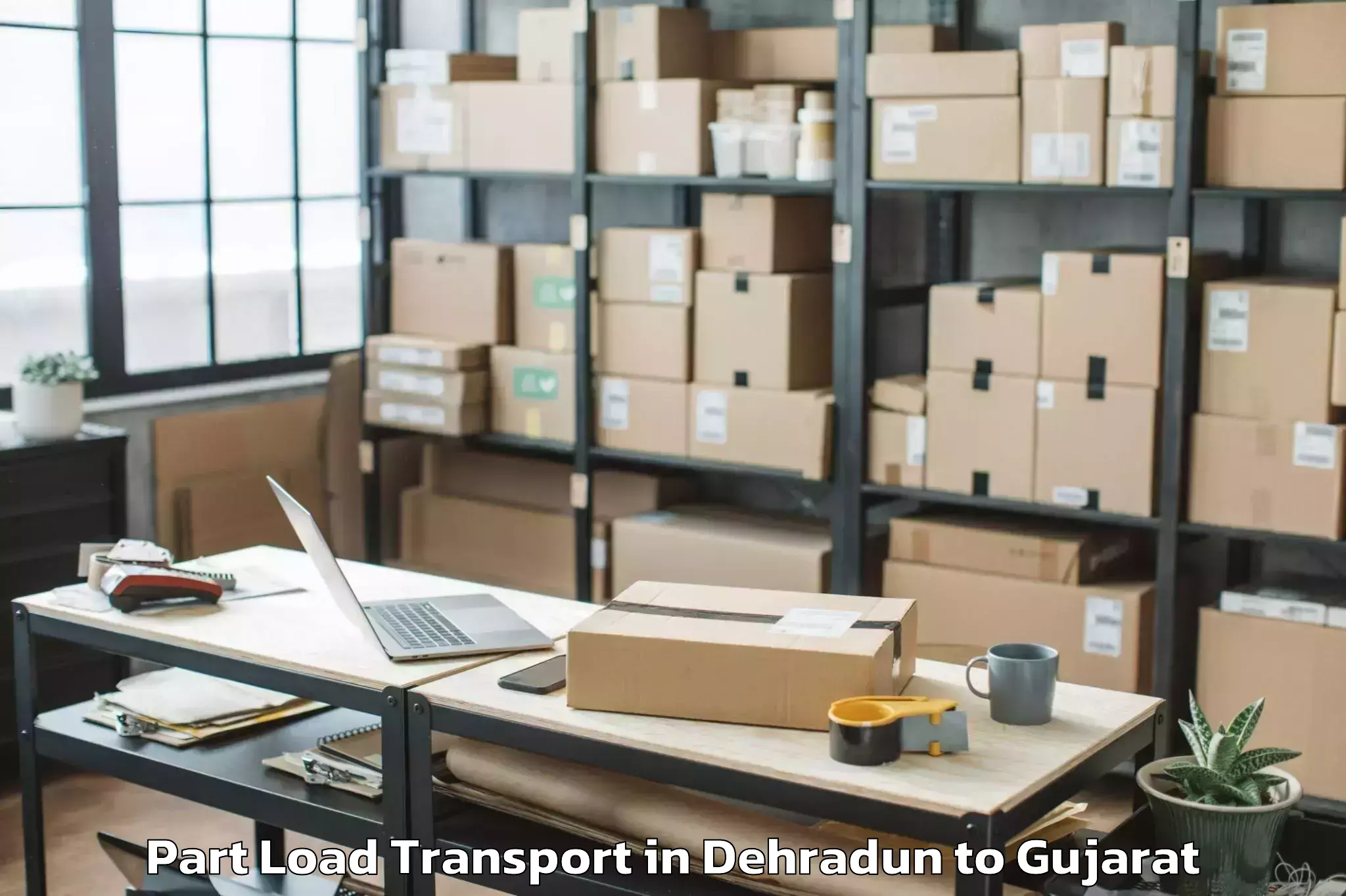 Professional Dehradun to Vaghodia Part Load Transport